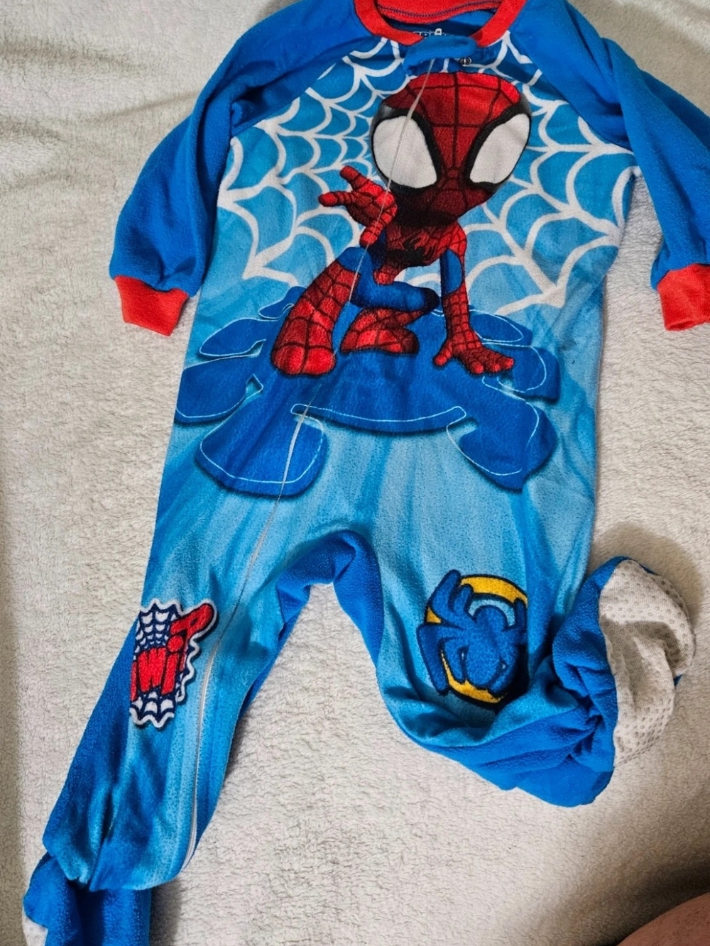 Marvel Spider-Man Blue and Red Kids Footed One-Piece Pajama